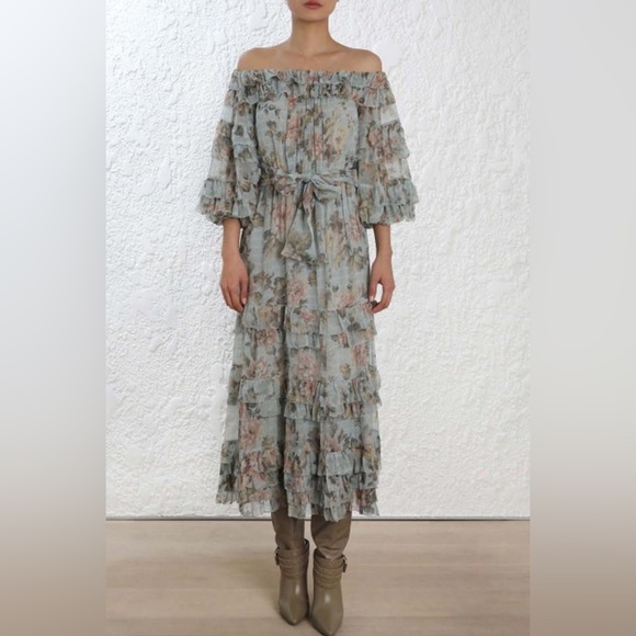 Zimmermann Tempest Off Shoulder Dress Size 3 - Picture 2 of 4